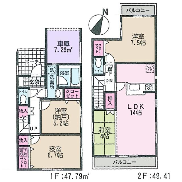 Floor plan. (Building 2), Price 25,800,000 yen, 3LDK+S, Land area 100.06 sq m , Building area 97.2 sq m