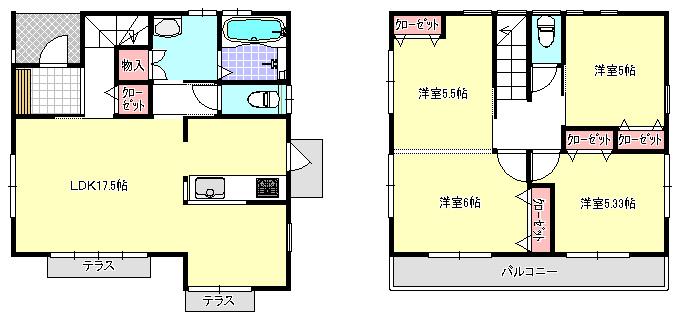 Floor plan. (No.5), Price 24,900,000 yen, 4LDK, Land area 105.02 sq m , Building area 92.74 sq m