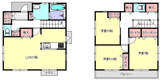 Floor plan. (No.6), Price 27,800,000 yen, 3LDK, Land area 105.05 sq m , Building area 93.56 sq m