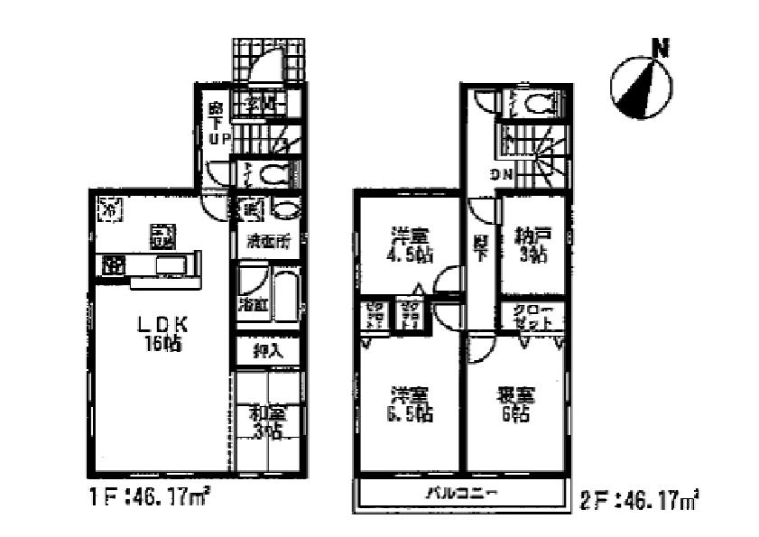 Floor plan. (Omagari ninth 1 Building), Price 27,800,000 yen, 4LDK+S, Land area 104.59 sq m , Building area 92.34 sq m