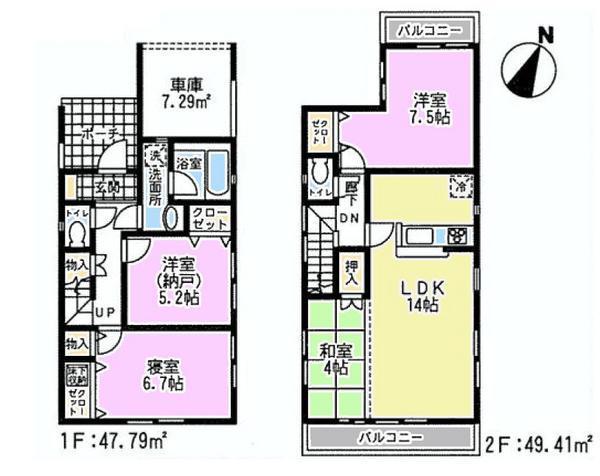 Floor plan. 25,800,000 yen, 4LDK, Land area 100.06 sq m , Building area 97.2 sq m
