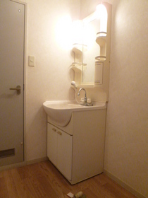 Washroom. Shampoo is vanity