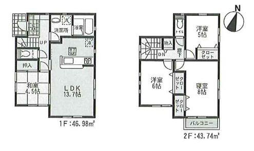 Floor plan. 25,800,000 yen, 4LDK, Land area 101.32 sq m , Building area 90.72 sq m