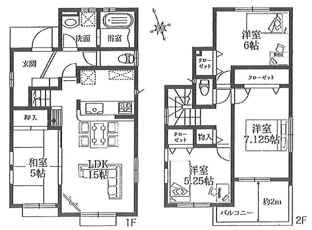 Floor plan. (1 Building), Price 27,800,000 yen, 4LDK, Land area 114.89 sq m , Building area 95.43 sq m