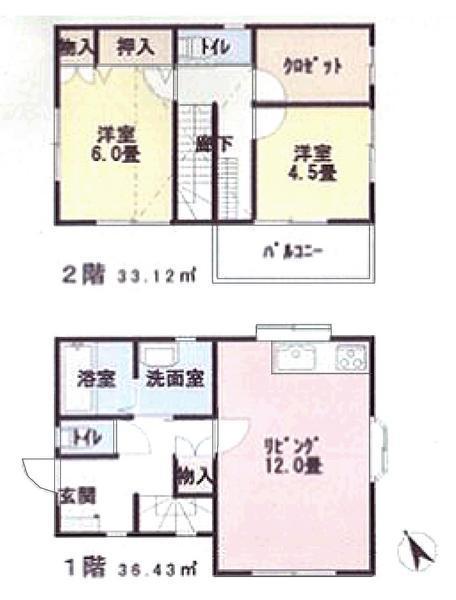 Floor plan. 22 million yen, 2LDK+S, Land area 90.5 sq m , Building area 69.55 sq m