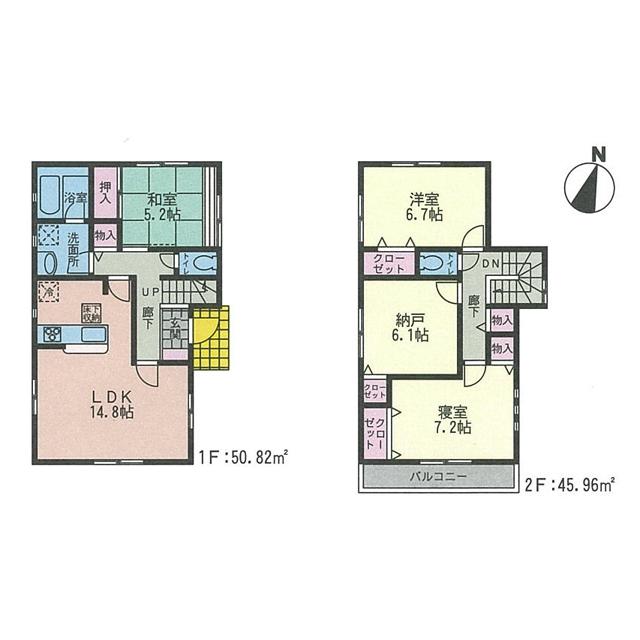 Floor plan. (Building 2), Price 27,800,000 yen, 3LDK+S, Land area 112.84 sq m , Building area 96.78 sq m