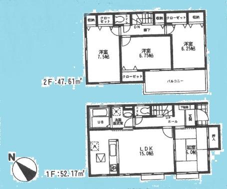 Floor plan. (Building 2), Price 25,800,000 yen, 4LDK, Land area 265.15 sq m , Building area 99.78 sq m