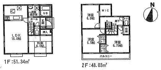 Floor plan. (1 Building), Price 18,800,000 yen, 4LDK, Land area 151 sq m , Building area 99.37 sq m