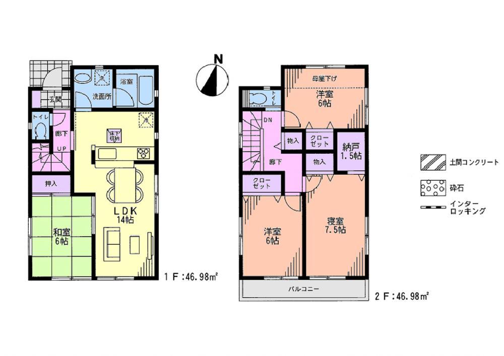 Floor plan. (Iwappara fourth 3 Building), Price 19,800,000 yen, 4LDK, Land area 136.71 sq m , Building area 93.96 sq m