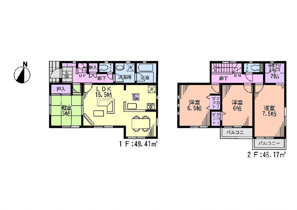 Floor plan. (Iwappara fourth 4 Building), Price 23.8 million yen, 4LDK, Land area 134.57 sq m , Building area 95.58 sq m