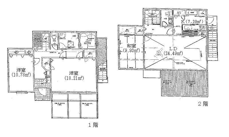 Floor plan. 27 million yen, 3LDK, Land area 186.32 sq m , There is a feeling of opening per building area 110.95 sq m second floor living gradient ceiling, ceiling ・ Solid pine used for the floor