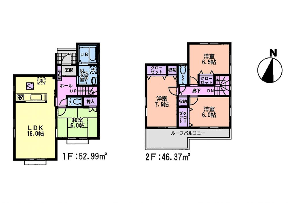 Floor plan. (Nuda 2 Building), Price 18,800,000 yen, 4LDK, Land area 151.43 sq m , Building area 99.36 sq m