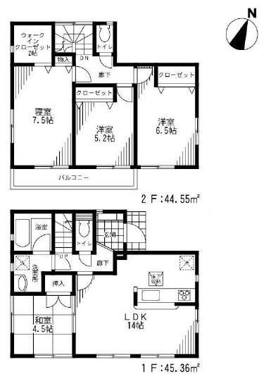 Floor plan. (1 Building), Price 18,800,000 yen, 4LDK, Land area 157.45 sq m , Building area 89.91 sq m