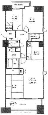 Floor plan. 3LDK, Price 25,500,000 yen, Occupied area 76.39 sq m , Balcony area 9.57 sq m