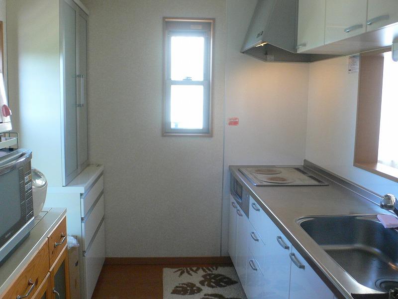 Kitchen. Face-to-face kitchen. Convenient for garbage disposal because there is also a back door. 