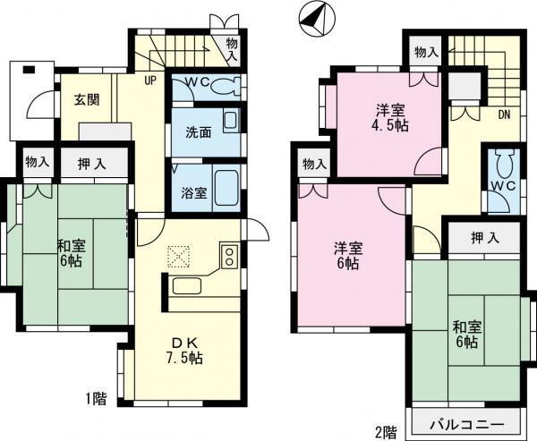 Floor plan. 9.9 million yen, 4DK, Land area 129.07 sq m , Building area 82.38 sq m floor plan is 4DK
