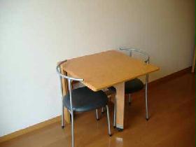 Living and room. Folding table and two chairs