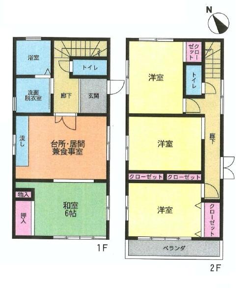 Floor plan. 11.8 million yen, 4LDK, Land area 108.23 sq m , Building area 86.34 sq m
