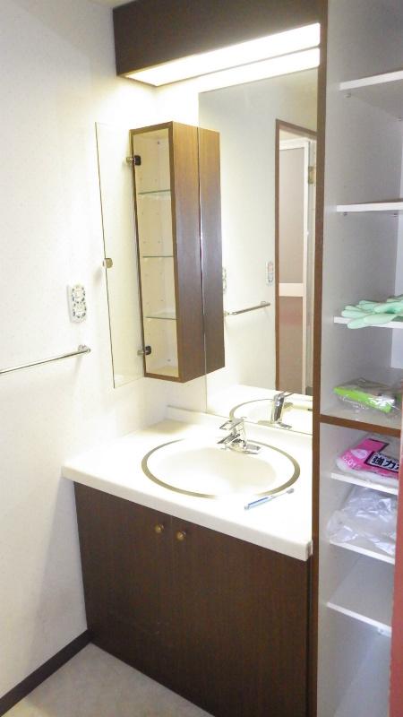 Wash basin, toilet. There is a wash basin and washing machines yard in the dressing room