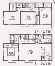 Floor plan. (Building 2), Price 27.5 million yen, 4LDK, Land area 178.2 sq m , Building area 98.12 sq m