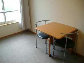 Living and room. Folding table and two chairs