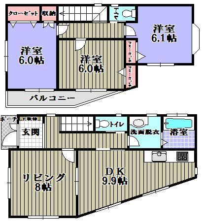 Floor plan. 11.8 million yen, 3LDK, Land area 87.12 sq m , Is building area 88.44 sq m 3LDK all room 6 tatami mats or more. 