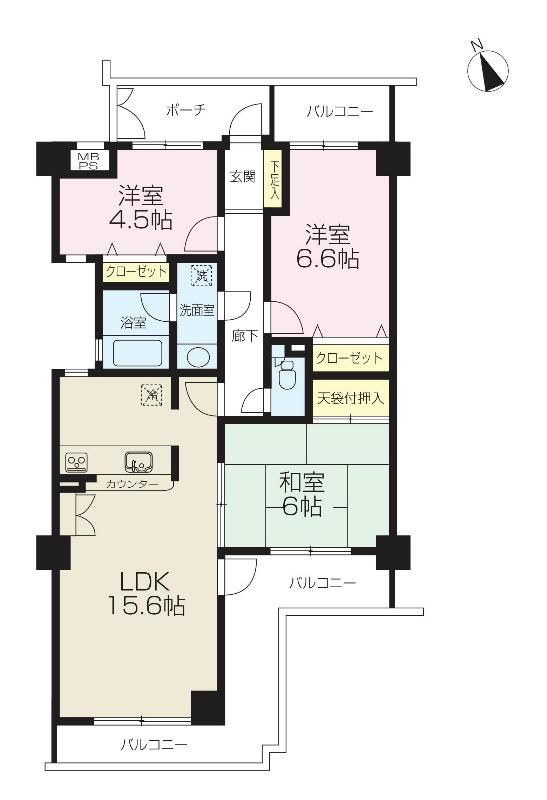 Floor plan. 3LDK, Price 9.9 million yen, Occupied area 70.25 sq m