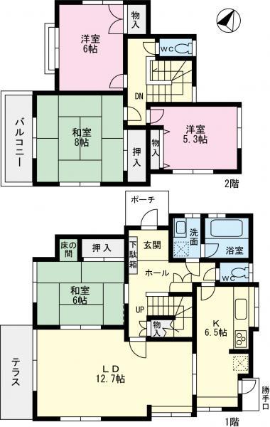Floor plan. 18,800,000 yen, 4LDK, Land area 173.2 sq m , Building area 108.05 sq m