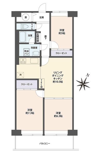 Floor plan. 3LDK, Price 9.9 million yen, Footprint 67.2 sq m