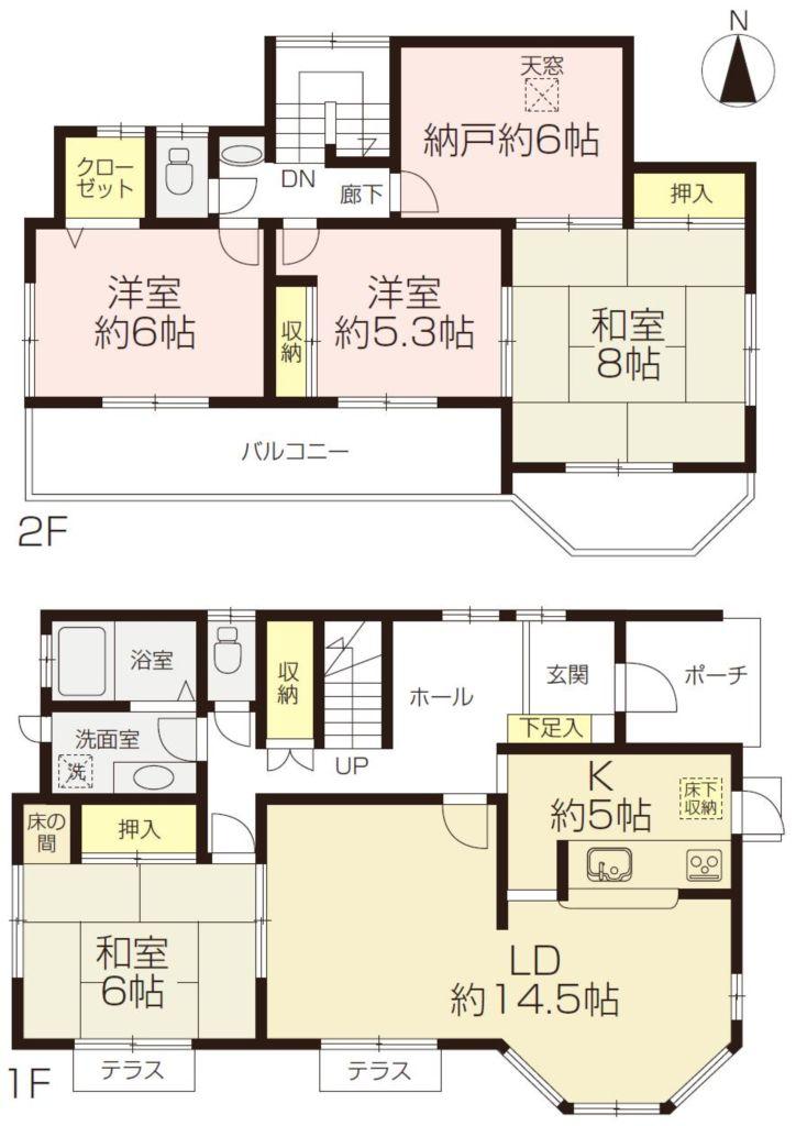 Floor plan. 17.8 million yen, 4LDK+S, Land area 156.05 sq m , Building area 121.25 sq m