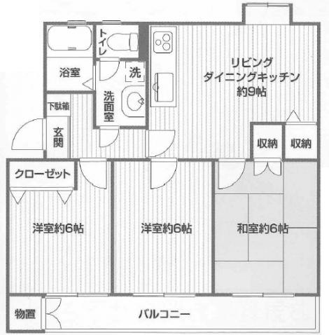 Floor plan. 3LDK, Price 11.8 million yen, Occupied area 58.87 sq m , Balcony area 9.28 sq m