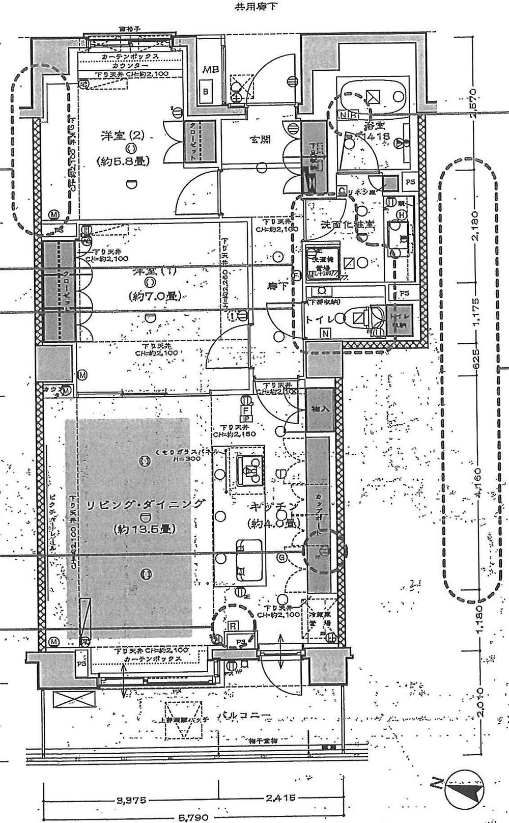 Floor plan. 2LDK, Price 69,800,000 yen, Occupied area 76.34 sq m , Balcony area 8.6 sq m