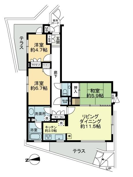 Floor plan. 3LDK, Price 32,800,000 yen, Occupied area 80.36 sq m