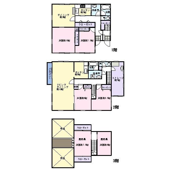 Floor plan. 57,500,000 yen, 5LLDDKK, Land area 213.78 sq m , Building area 210.94 sq m