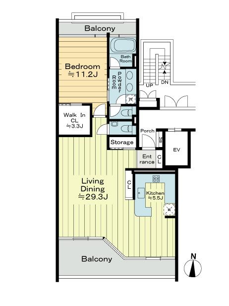 Floor plan. 1LDK, Price 74,800,000 yen, Footprint 103.18 sq m , Balcony area 37.3 sq m floor plan