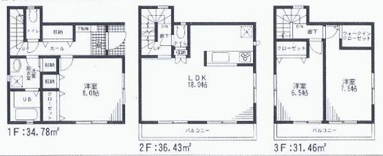 Floor plan. 29,800,000 yen, 3LDK, Land area 91.5 sq m , Building area 102.67 sq m
