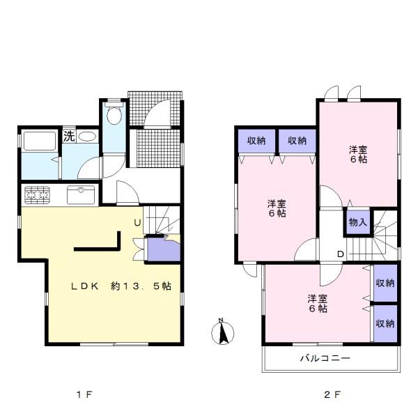 Floor plan. 23.8 million yen, 3LDK, Land area 80.43 sq m , Building area 76.59 sq m
