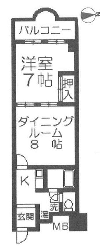 Floor plan. 1DK, Price 22 million yen, Occupied area 36.22 sq m , Balcony area 4.83 sq m