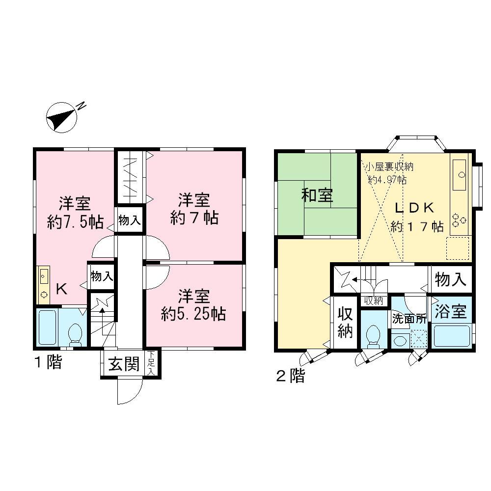 Floor plan. 22,800,000 yen, 4LDK, Land area 174.07 sq m , Building area 85.7 sq m