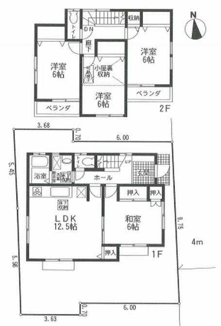 Floor plan. 13.8 million yen, 4LDK, Land area 98.52 sq m , Building area 89.91 sq m Zenshitsuminami direction, There attic storage. 