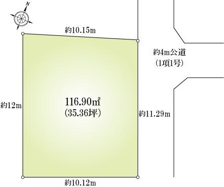 Compartment figure. Land price 16.8 million yen, Land area 116.9 sq m