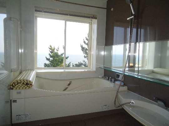 Bathroom. This bath overlooking the sea