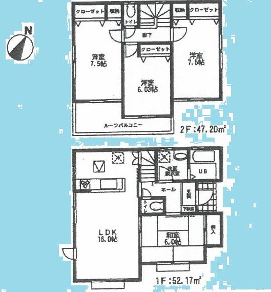 Floor plan. (Building 2), Price 25,700,000 yen, 4LDK, Land area 142.27 sq m , Building area 99.37 sq m