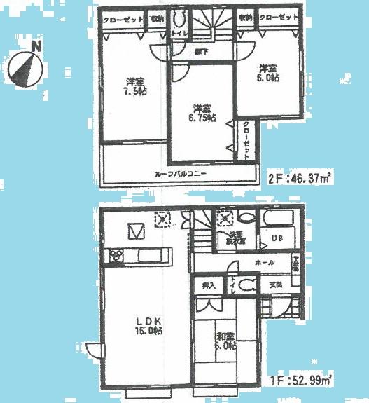 Floor plan. (1 Building), Price 23.8 million yen, 4LDK, Land area 147.18 sq m , Building area 99.36 sq m