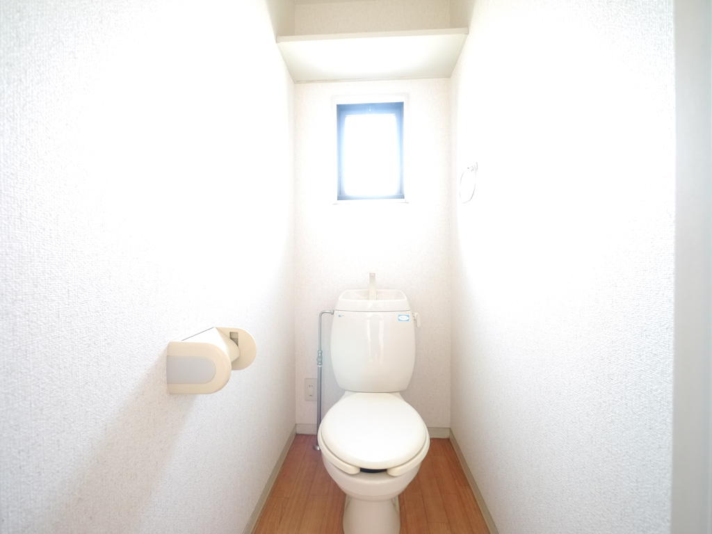 Toilet. Windows and shelves Ureshii