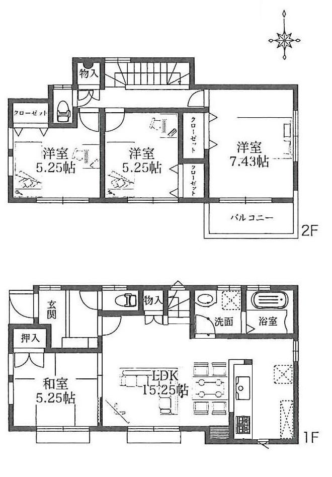 Floor plan. (Building 2), Price 25,500,000 yen, 4LDK, Land area 111.53 sq m , Building area 93.67 sq m