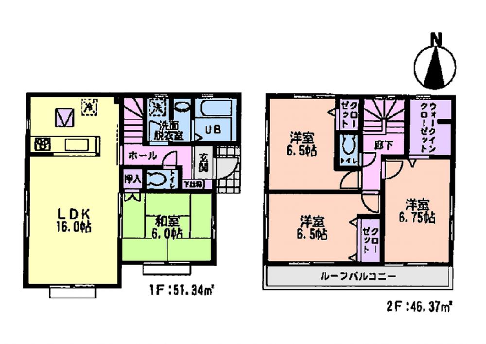 Floor plan. (Iizumi 7th 2 Building), Price 20.8 million yen, 4LDK, Land area 137.64 sq m , Building area 97.71 sq m