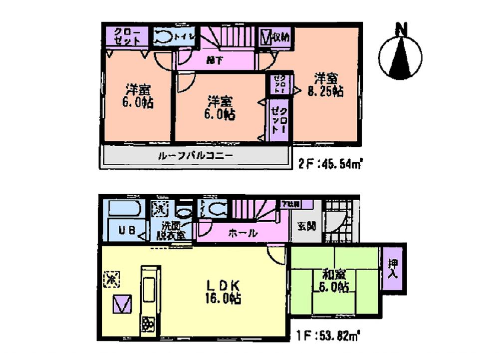Floor plan. (Iizumi 7th 3 Building), Price 22,800,000 yen, 4LDK, Land area 134.54 sq m , Building area 99.36 sq m