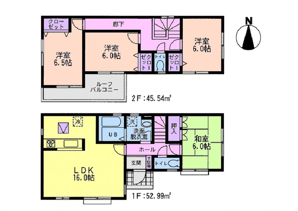 Floor plan. (Iizumi 7th 7 Building), Price 22,800,000 yen, 4LDK, Land area 129.71 sq m , Building area 98.53 sq m