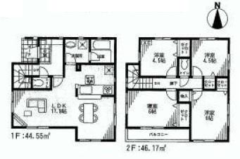 Floor plan. (Building 2), Price 27,800,000 yen, 4LDK, Land area 151.8 sq m , Building area 90.72 sq m